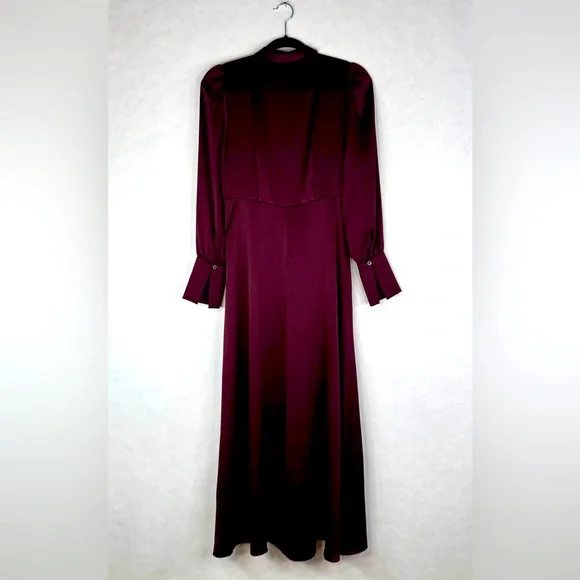 KATE SPADE COLLECTION Satin Midi Shirtdress in Candied Fig - NJMUA864 - Sz 0 - Picture 7 of 12